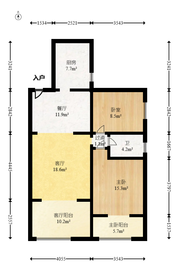 蝴蝶谷 2室2厅1卫 53.8万 蝴蝶谷 2室2厅1卫 53.8万户型图