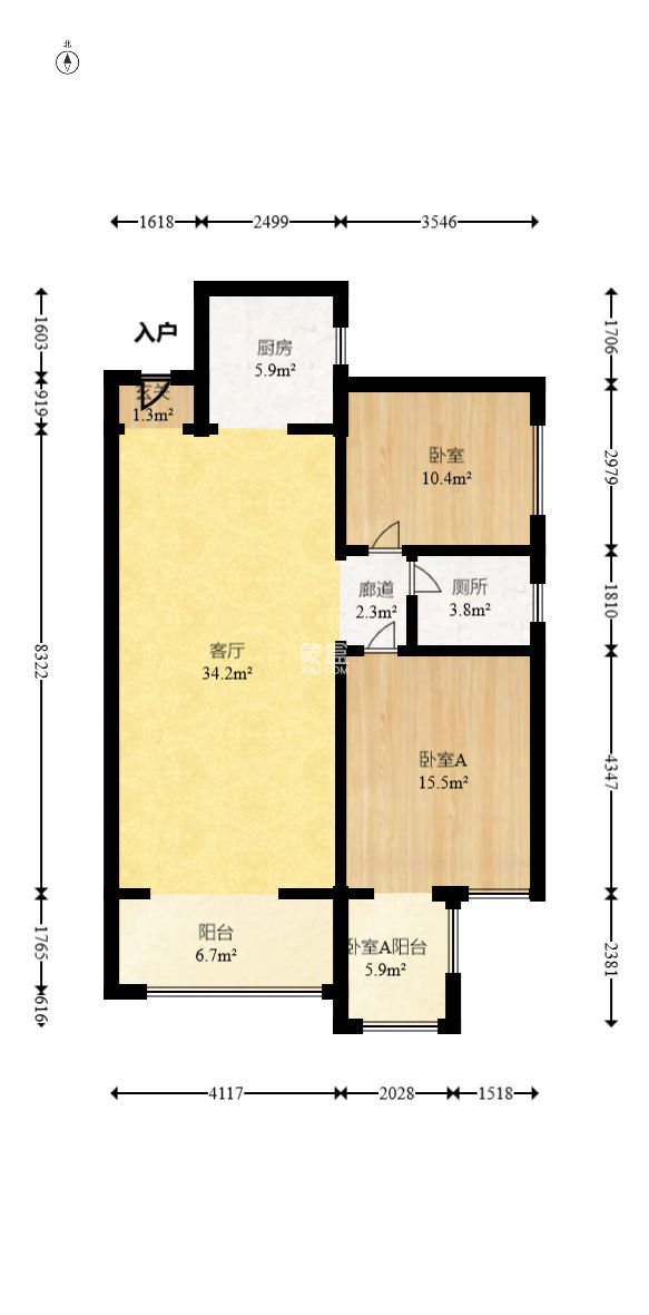 榮升家園（湘江熙岸）  2室2廳1衛(wèi)   89.90萬