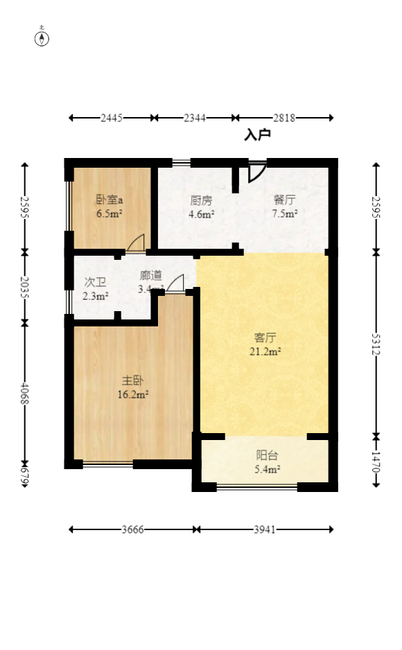 桔洲新苑（桔洲印象）  2室2厅1卫   62.00万室内图1