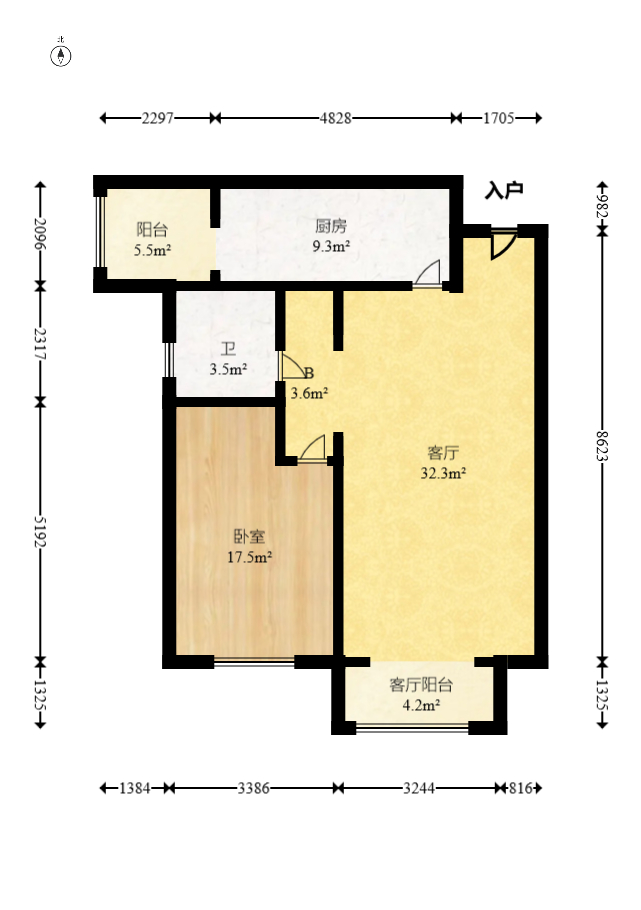 满庭芳小区  1室1厅1卫   78.00万室内图1