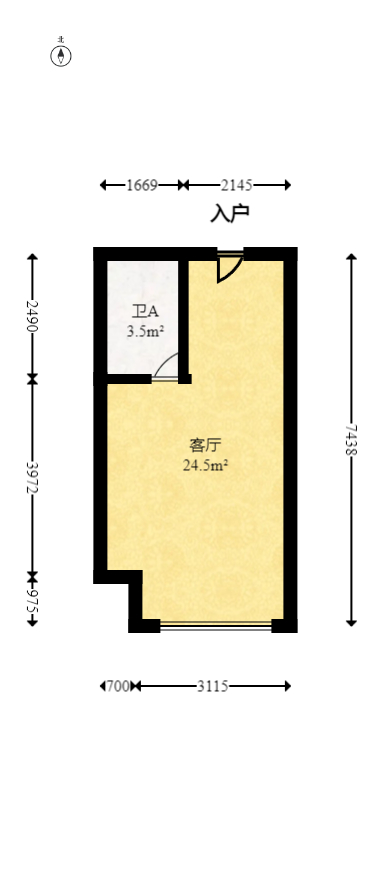 卓越中寰  1室1厅1卫   51.80万室内图1