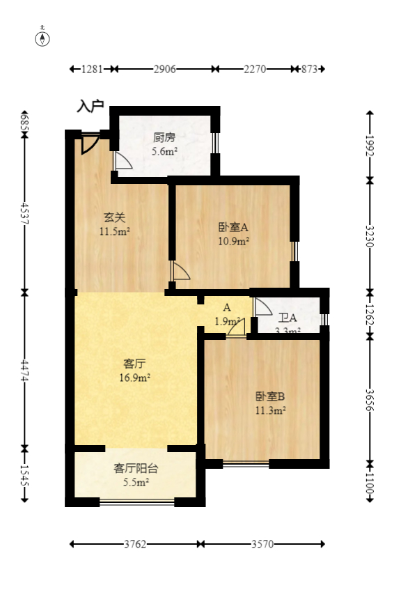 钰龙天下一期  2室2厅1卫   235.00万室内图1