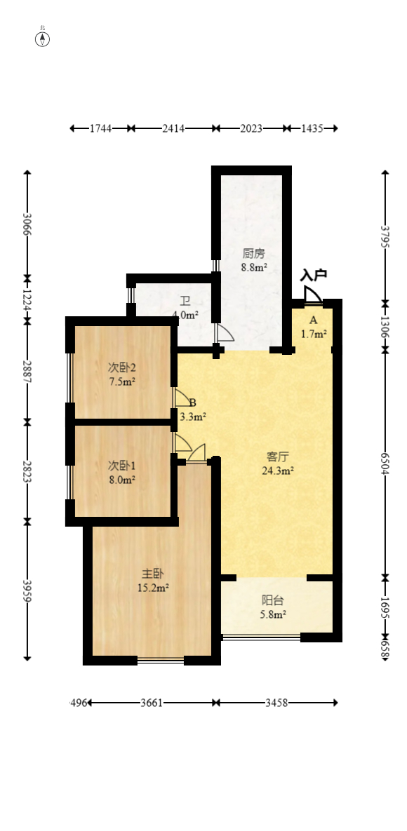 星湖湾一期高层 3室2厅1卫 72.8万 星湖湾一期高层 3室2厅1卫 72.8万户型图