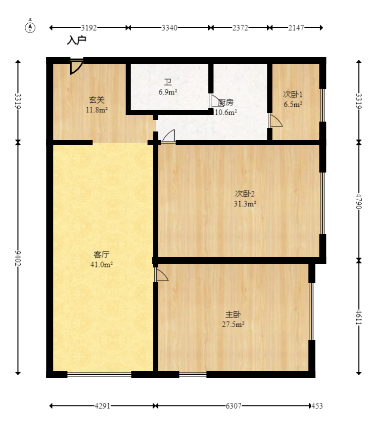钱隆世家 2室1厅1卫 50.0万 钱隆世家 2室1厅1卫 50.0万户型图
