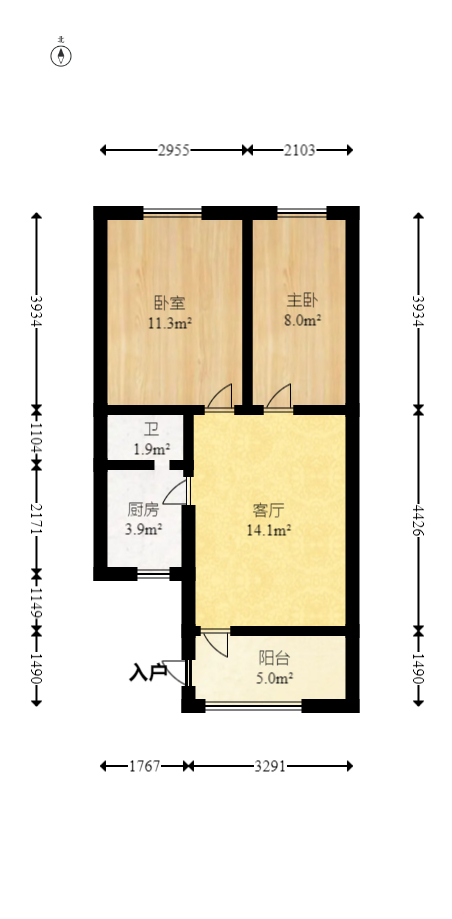 吉景小区 2室1厅1卫 36.0万 吉景小区 2室1厅1卫 36.0万户型图
