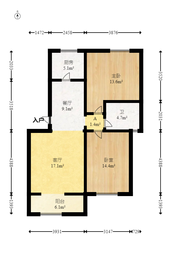 山水湾  2室2厅1卫   45.00万室内图1
