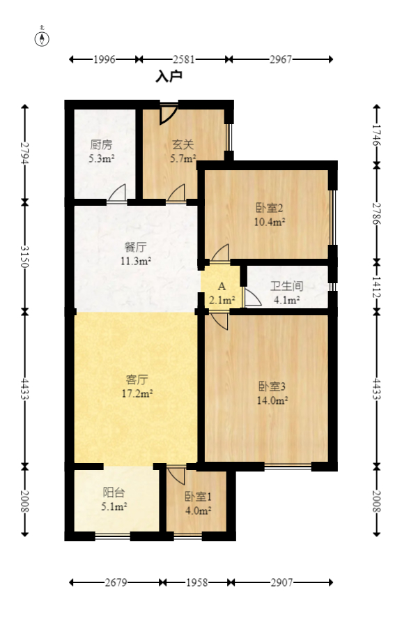 时代倾城一期 2室1厅1卫 58.0万 时代倾城一期 2室1厅1卫 58.0万户型图