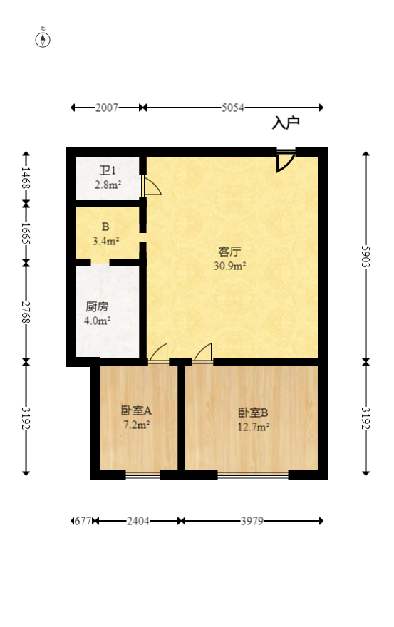 欧亚达国际广场 2室1厅1卫 60.8万 欧亚达国际广场 2室1厅1卫 60.8万户型图