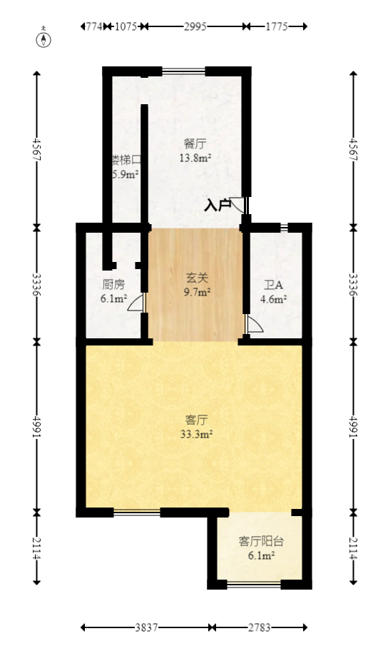 好家园  2室2厅2卫   108.00万室内图1