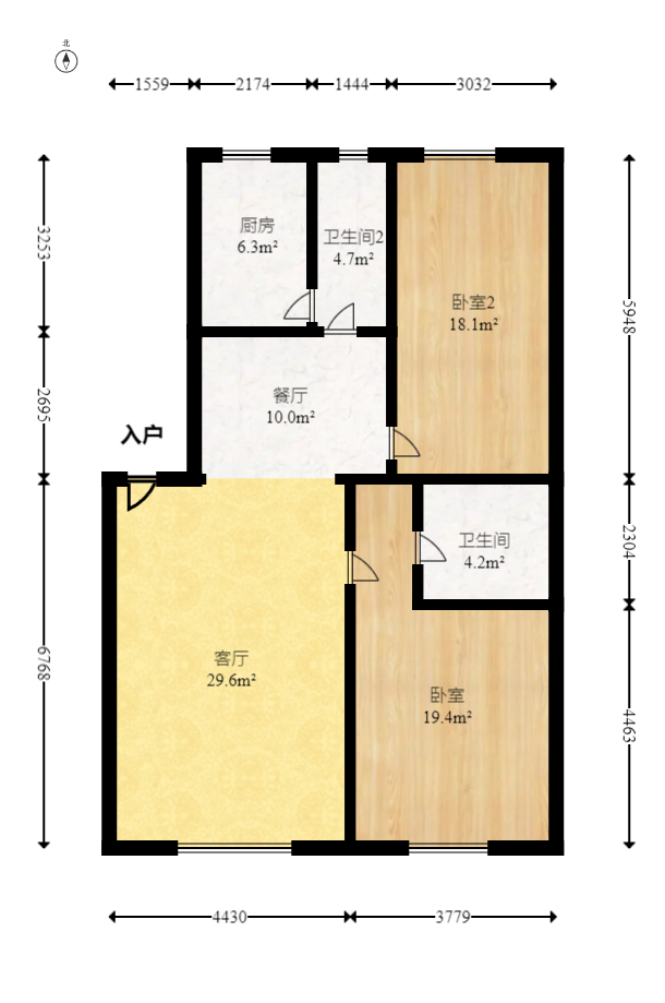 泉塘小区  2室2厅1卫   44.80万室内图1
