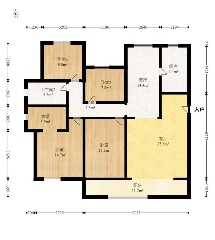 君合新城玺樾  3室2厅2卫   115.00万室内图1