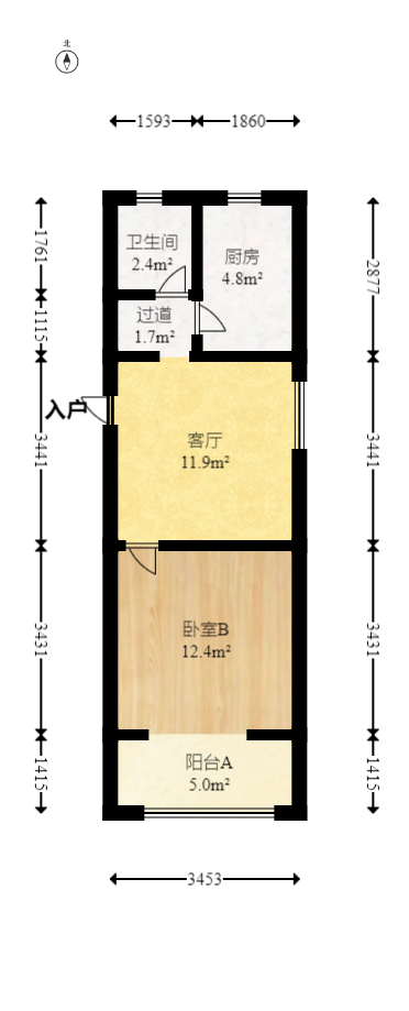 红旗社区  1室1厅1卫   35.00万室内图1