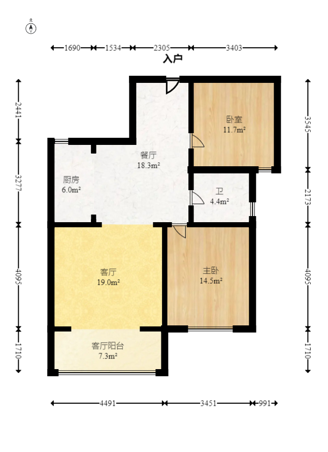爱琴海岸 2室2厅1卫 48.0万 爱琴海岸 2室2厅1卫 48.0万户型图