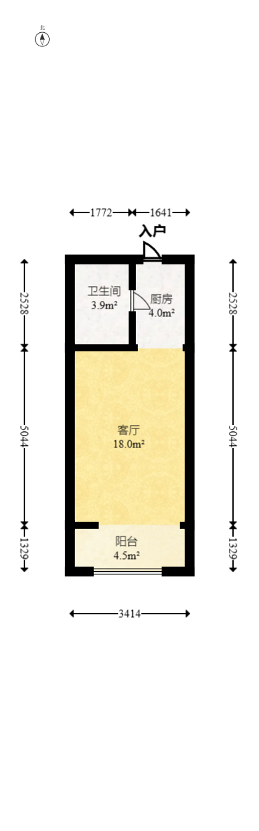 中海新城熙岸（中信新城五期）  1室1厅1卫   22.80万室内图1