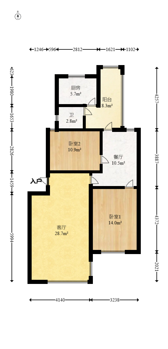 杨家山交警宿舍  3室2厅1卫   42.80万室内图1