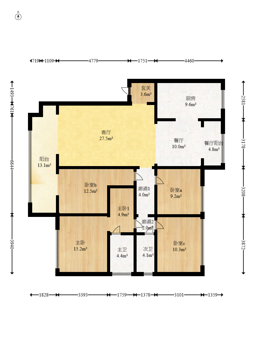 时代梅溪领峰  4室2厅2卫    190.0万室内图1