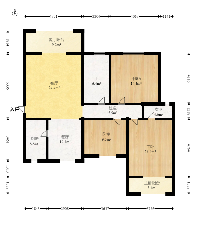锦璨家园  3室2厅2卫    98.0万室内图1