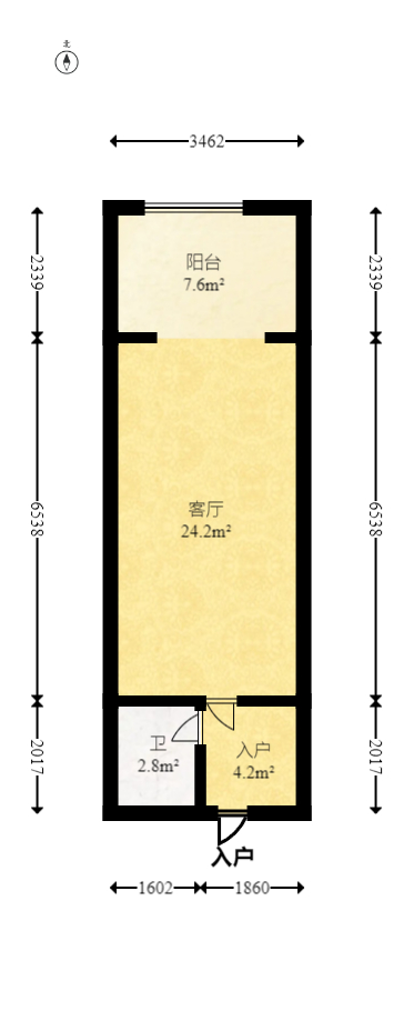 新长海广场  1室1厅1卫   20.00万室内图1