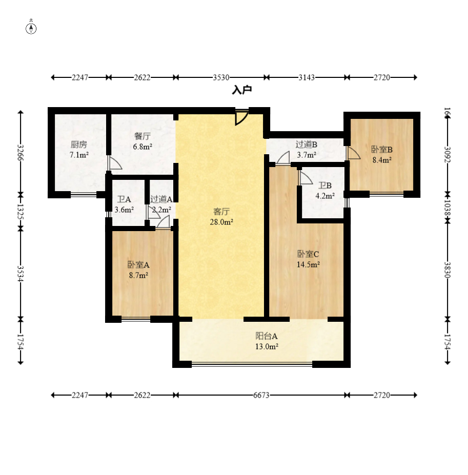 中建嘉和城  3室2厅2卫   105.00万室内图1