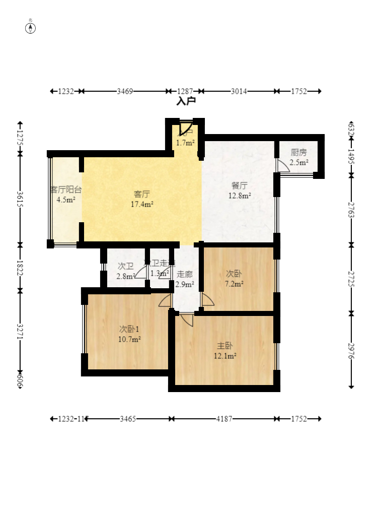 长霖繁华里 2室2厅1卫 186.00万 长霖繁华里 2室2厅1卫 186.00万户型图