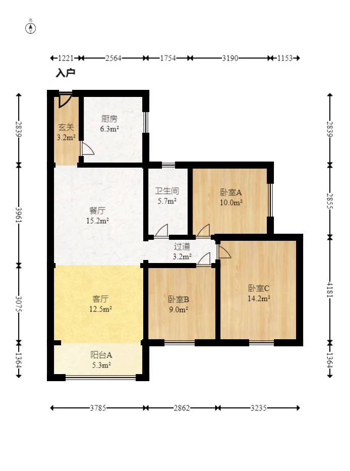 天翔新新家园  3室2厅1卫   80.00万室内图1