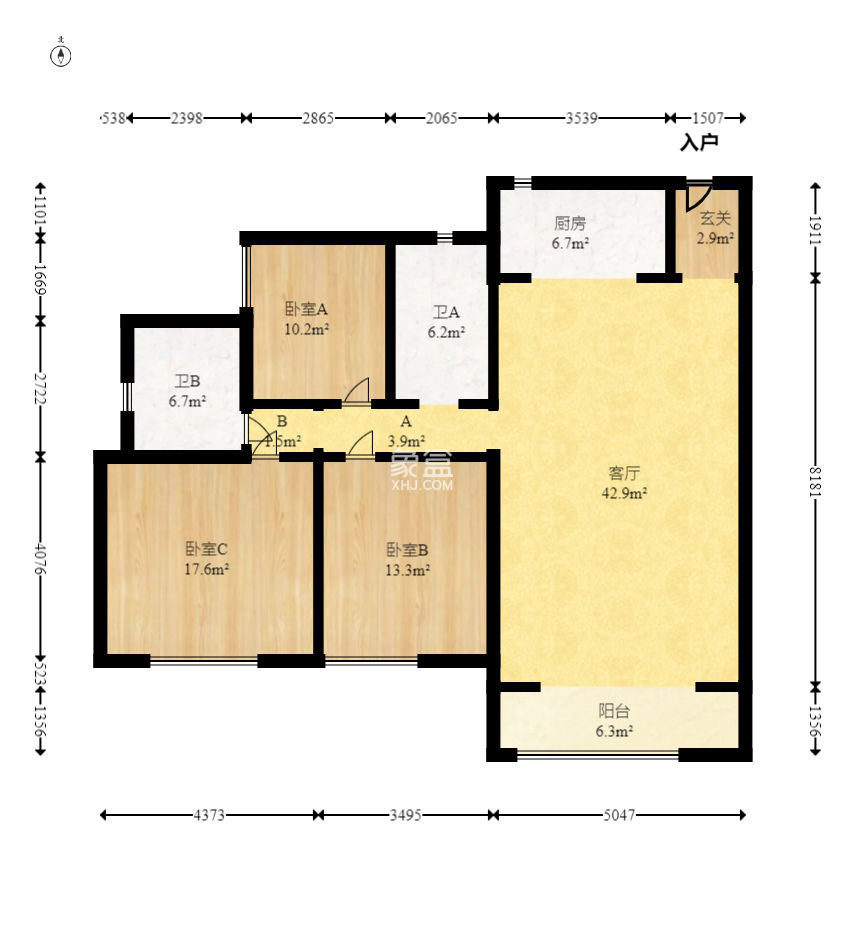 新家园  1室2厅1卫   119.00万