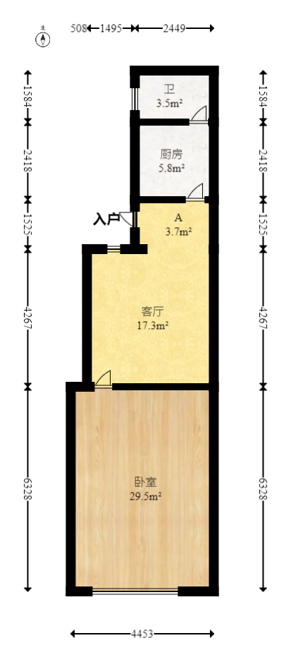 崇文里（崇圣里）散盘  1室1厅1卫   40.00万室内图1