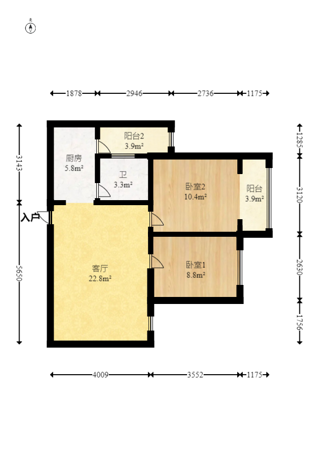 中建桂苑  2室1厅1卫   45.00万室内图1