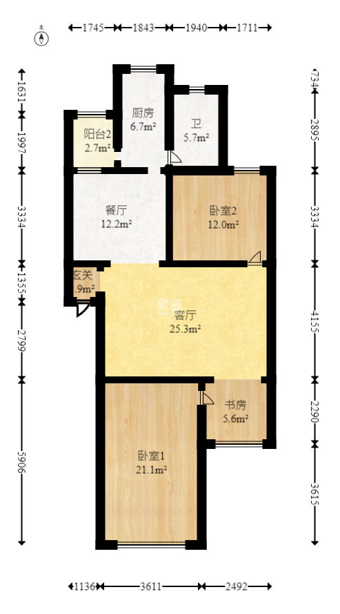 城北供电局宿舍  3室2厅1卫   74.60万