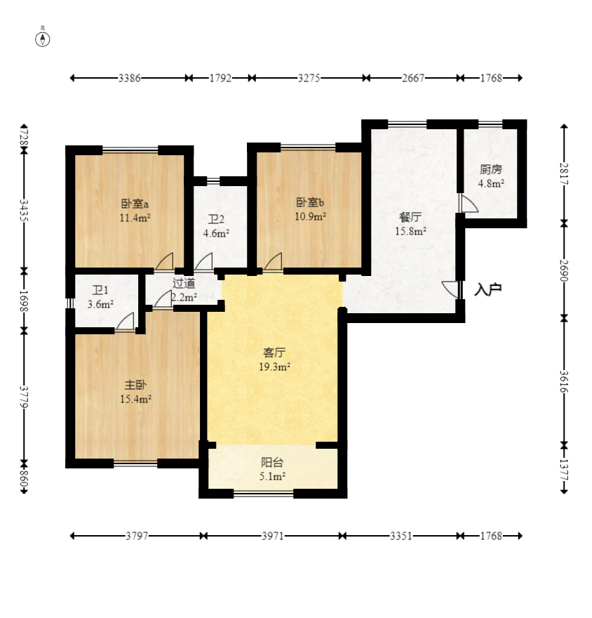 三润城(三润星城) 3室2厅2卫 80.0万 三润城(三润星城) 3室2厅2卫 80.0万户型图