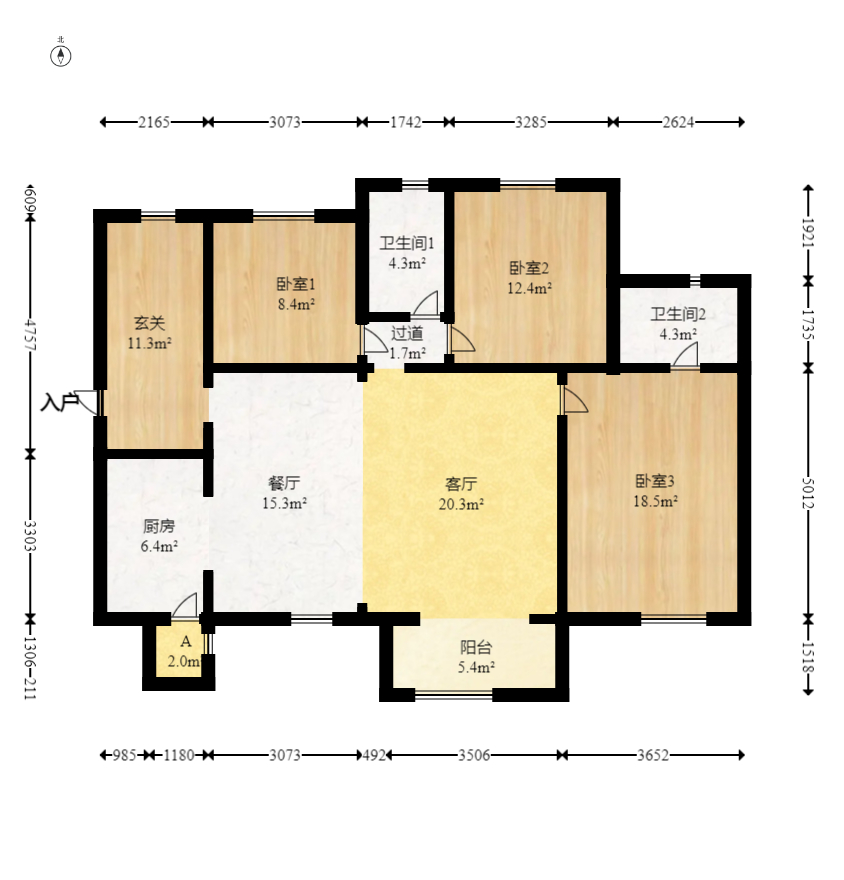 时代倾城二期  4室2厅1卫   135.00万室内图1