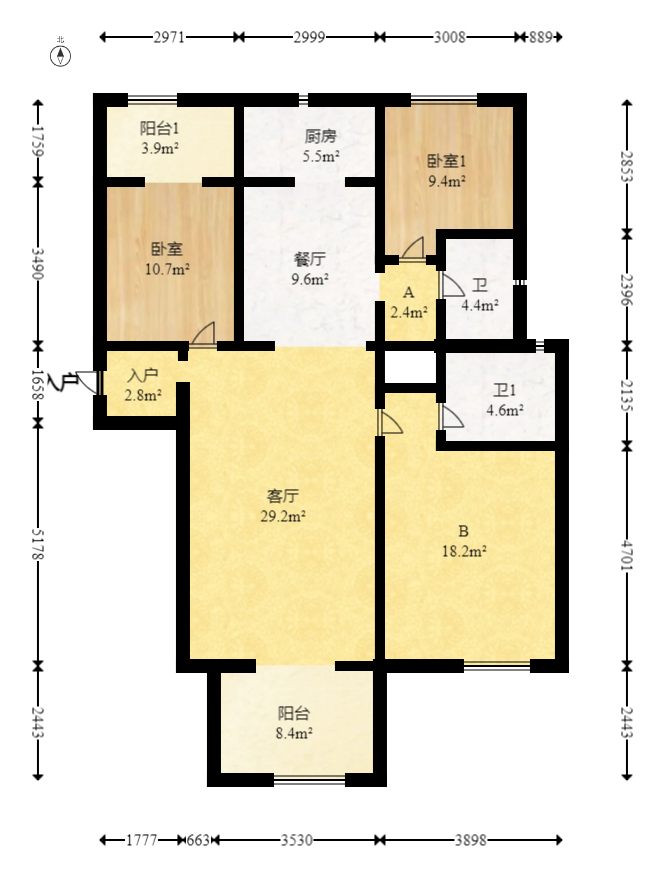 碧桂园翘楚棠  3室2厅2卫   115.00万室内图1
