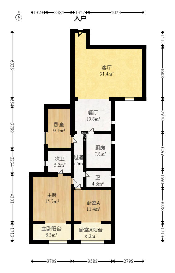 明城公寓  3室2厅1卫    82.0万