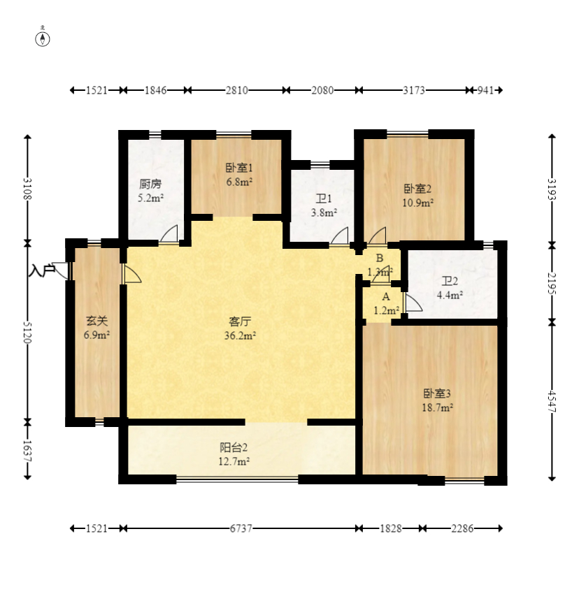 明發(fā)閱江悅府  3室2廳2衛(wèi)    89.0萬室內(nèi)圖1