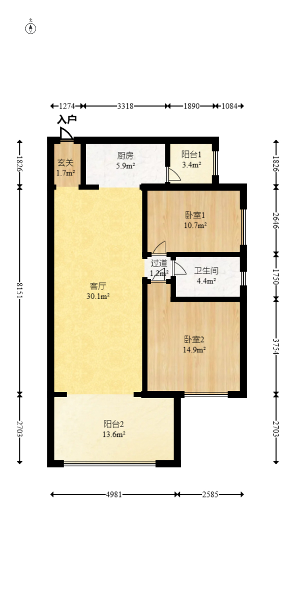 时代倾城五期 2室2厅1卫 77.6万 时代倾城五期 2室2厅1卫 77.6万户型图