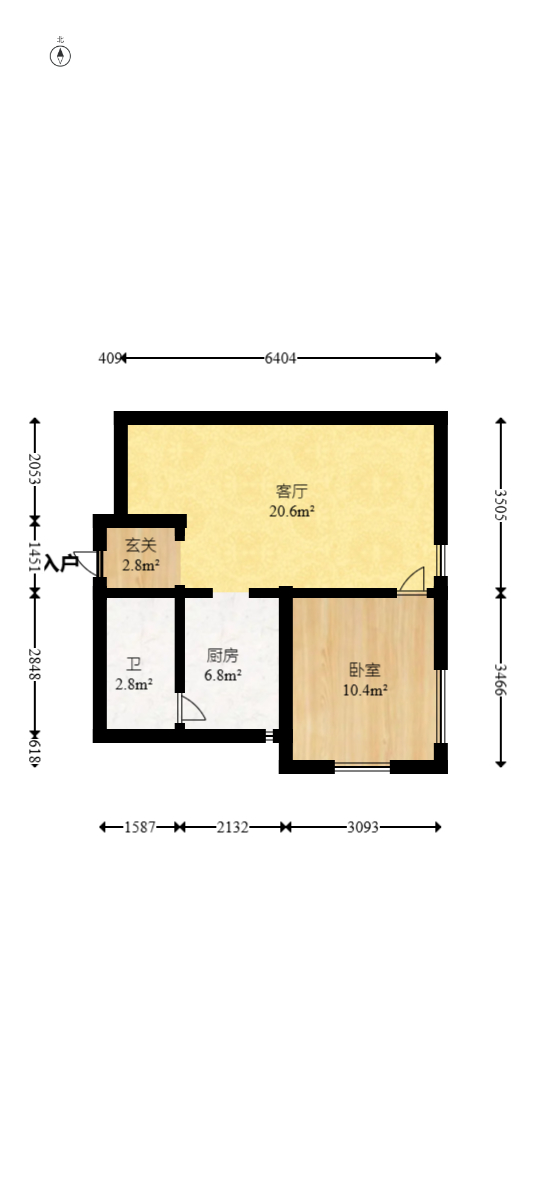 万象美域  2室1厅1卫   46.00万室内图1