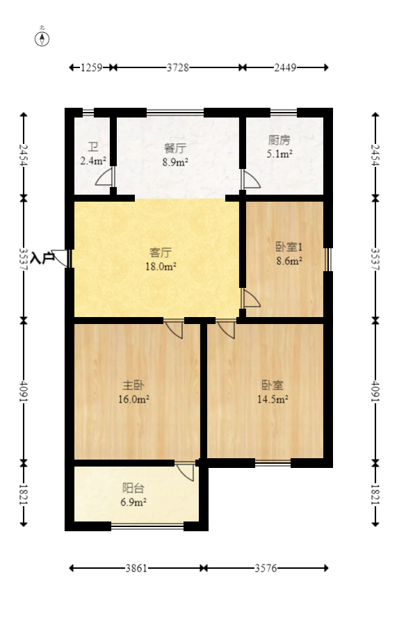 新兴小区（杨家山社区）  3室1厅1卫   58.80万室内图1