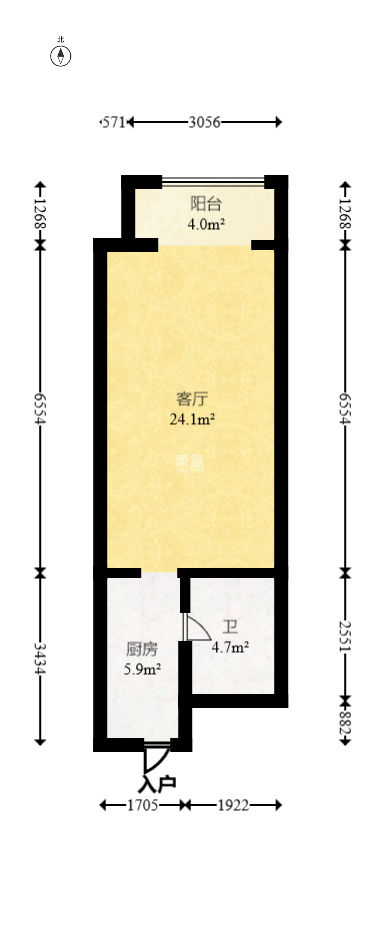 上河国际A座  1室1厅1卫   33.00万