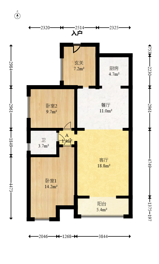 银港水晶城  2室2厅1卫   78.00万室内图1