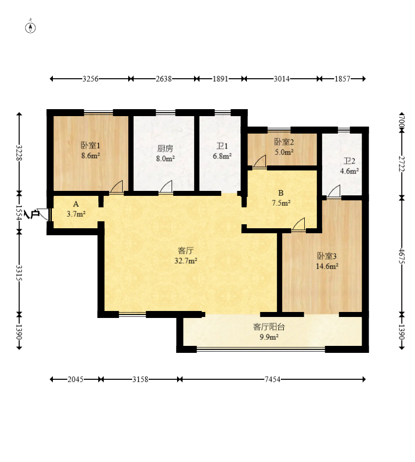 中建钰和城  3室2厅2卫   157.50万室内图1