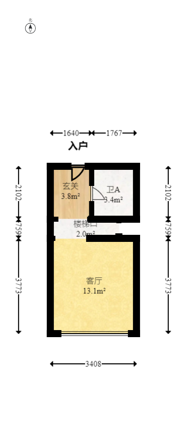 中一鲲出（鲲鹏府）  2室1厅1卫   58.80万室内图1