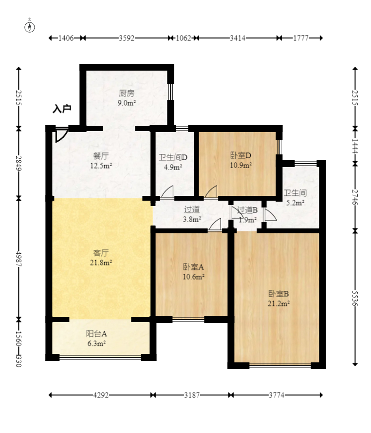 长房天翼未来城  3室2厅2卫    162.8万室内图1