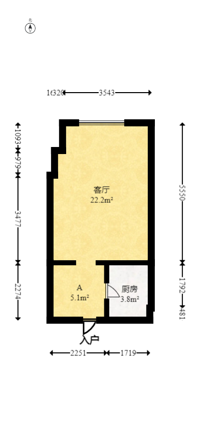 五江天街北区  1室1厅1卫   28.30万室内图1