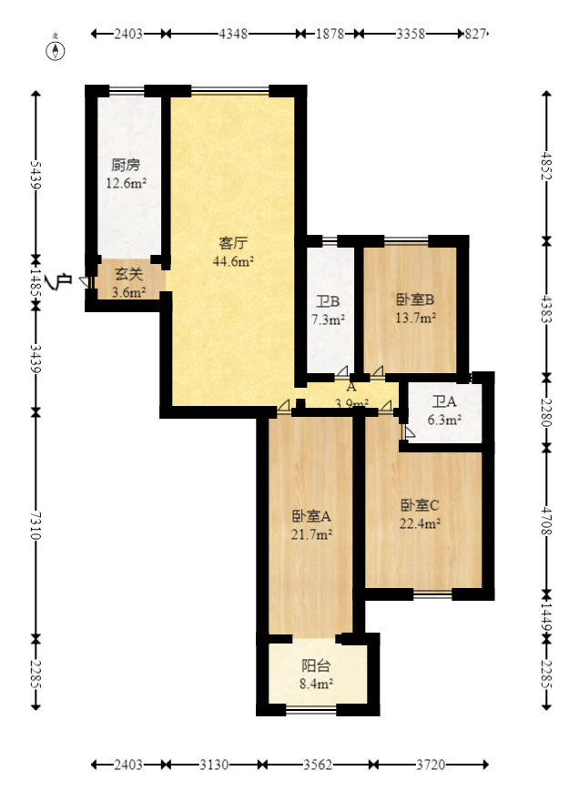 科大佳园北苑  3室2厅2卫   158.00万室内图1