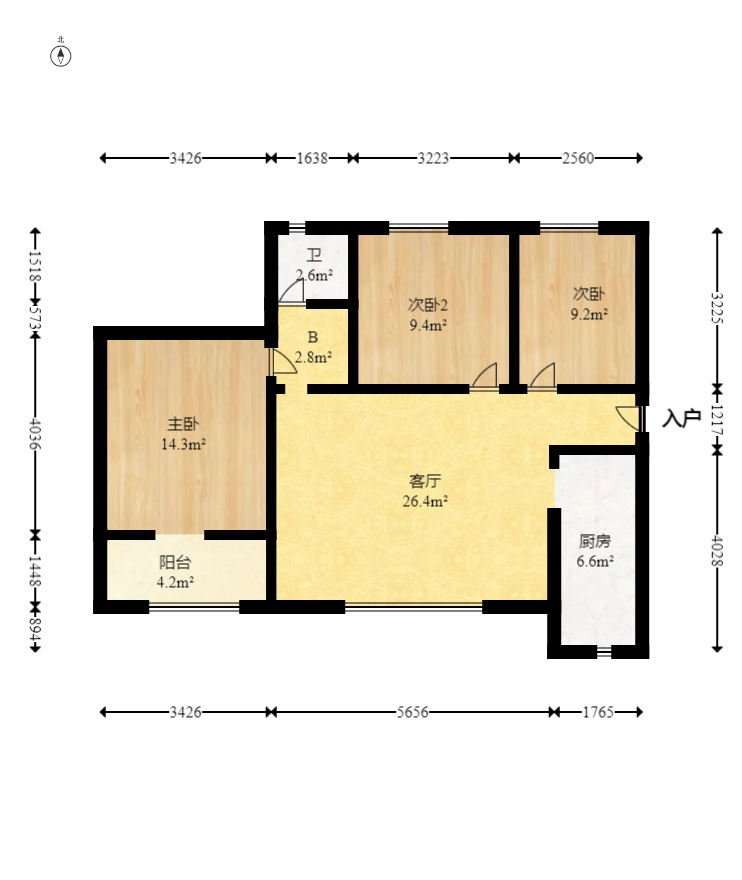 华润置地广场一期  3室2厅1卫    75.0万 华润置地广场一期  3室2厅1卫    75.0万户型图