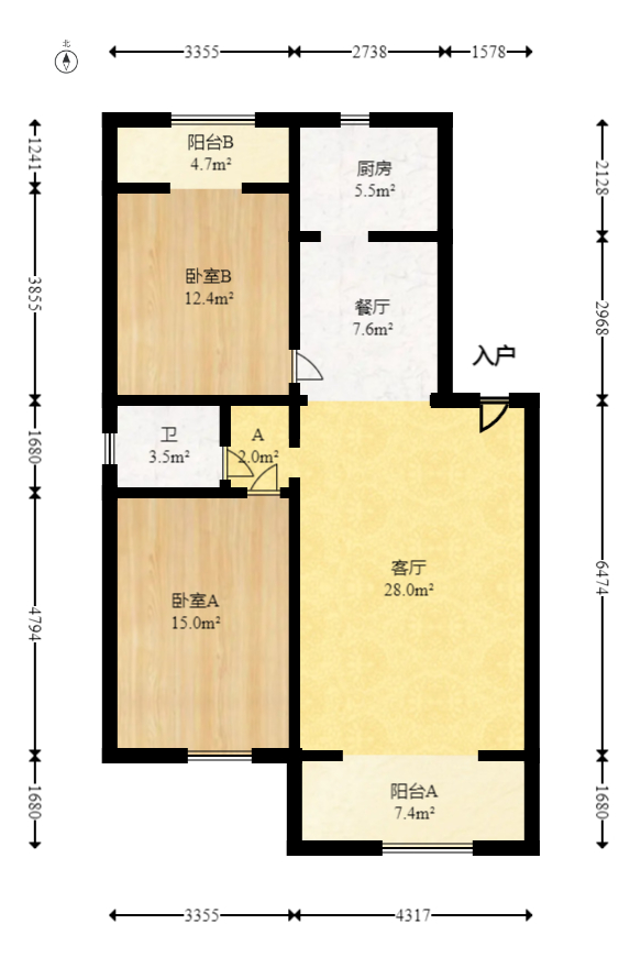 竹满人家  1室0厅0卫   65.00万室内图1