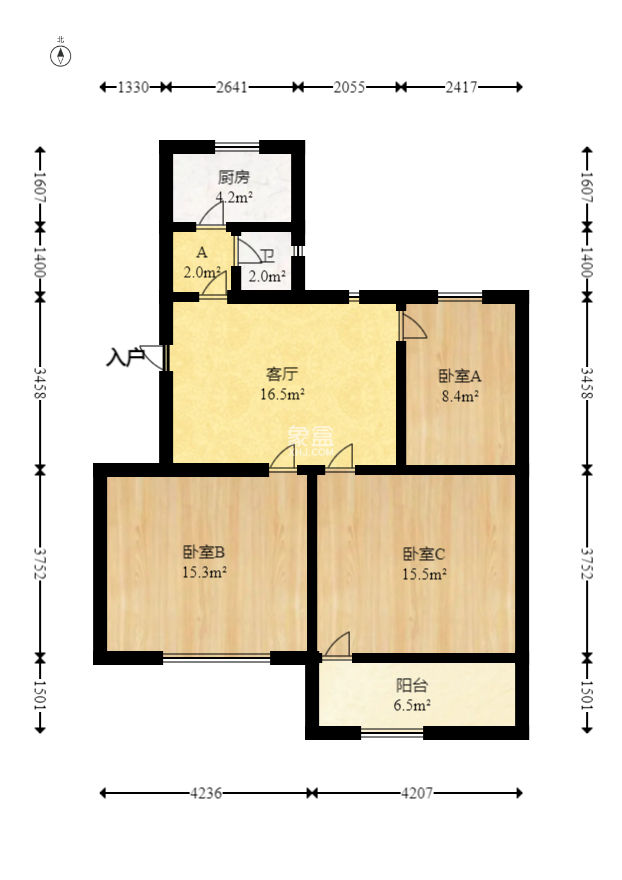 新河路排水处宿舍  3室2厅1卫   67.00万