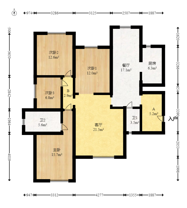 国泰九龙湾 4室2厅2卫 128.0万 国泰九龙湾 4室2厅2卫 128.0万户型图