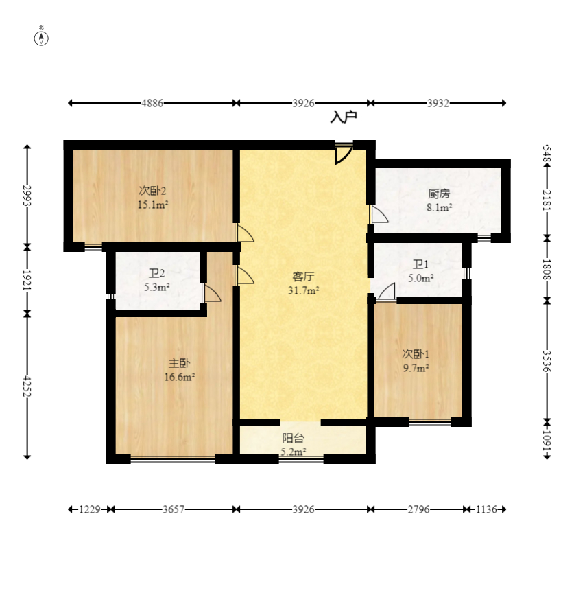 中建悦和城  3室2厅2卫   100.00万室内图1