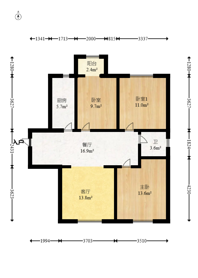 荣盛花语城 3室2厅1卫 58.6万 荣盛花语城 3室2厅1卫 58.6万户型图